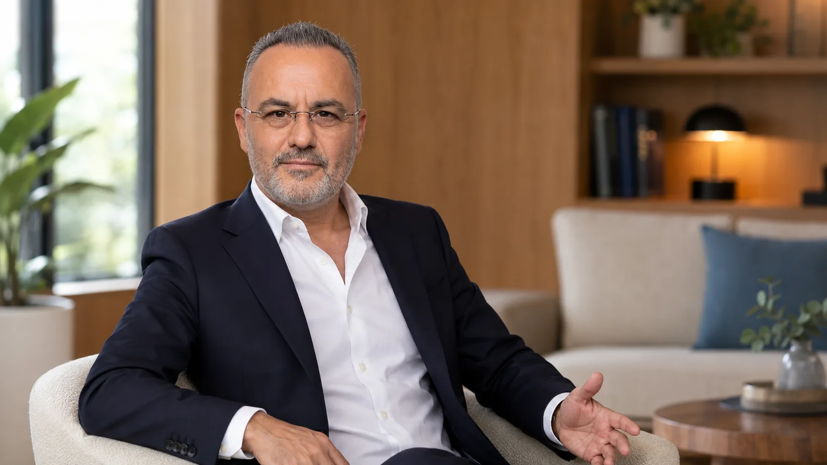 Mati Ahmet Tunçöz, Coach und Heilpraktiker für Psychotherapie in Köln, im Sessel
